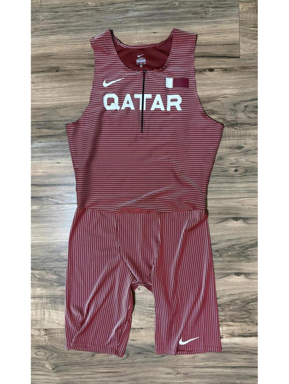Nike Pro Elite Qatar Team Issued Track & Field Singlet Speed Suit *MADE IN USA*